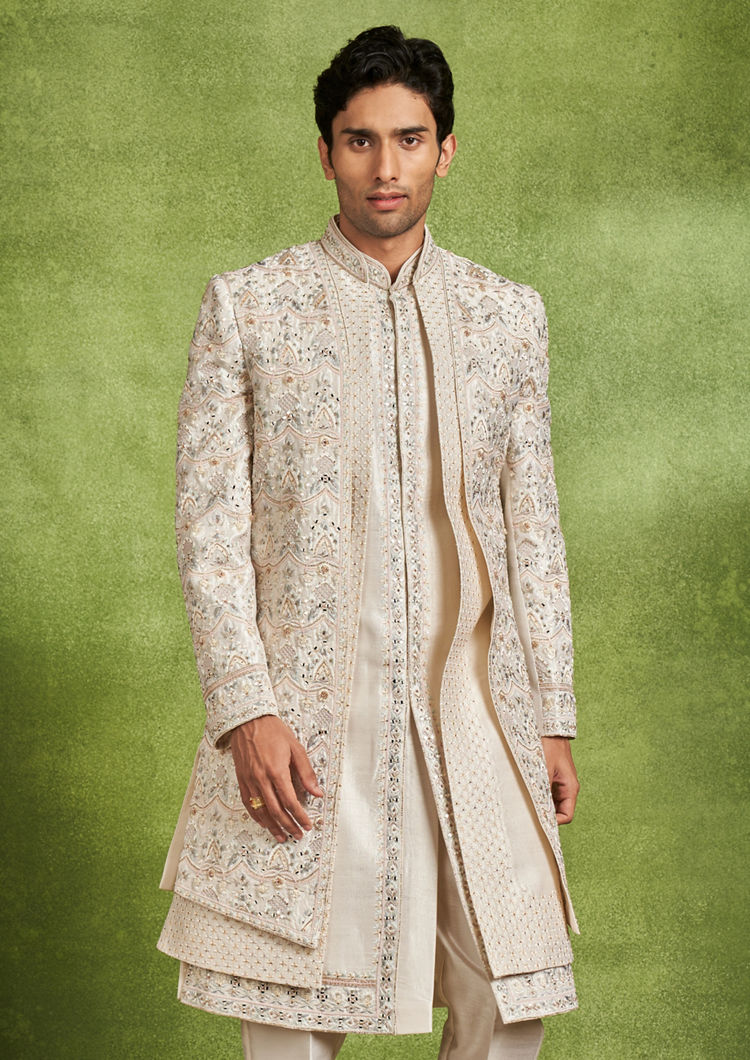 Twamev Men Cream Elegance Sherwani