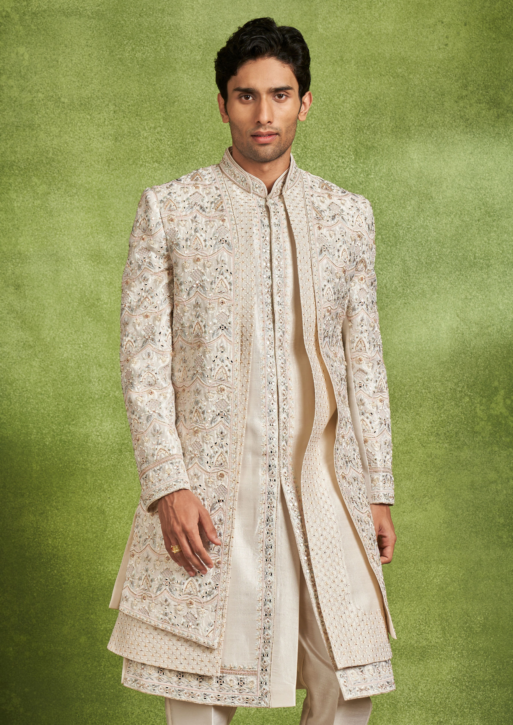 Twamev Men Cream Elegance Sherwani