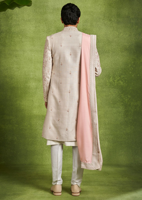 Twamev Men Beige Elegance Sherwani