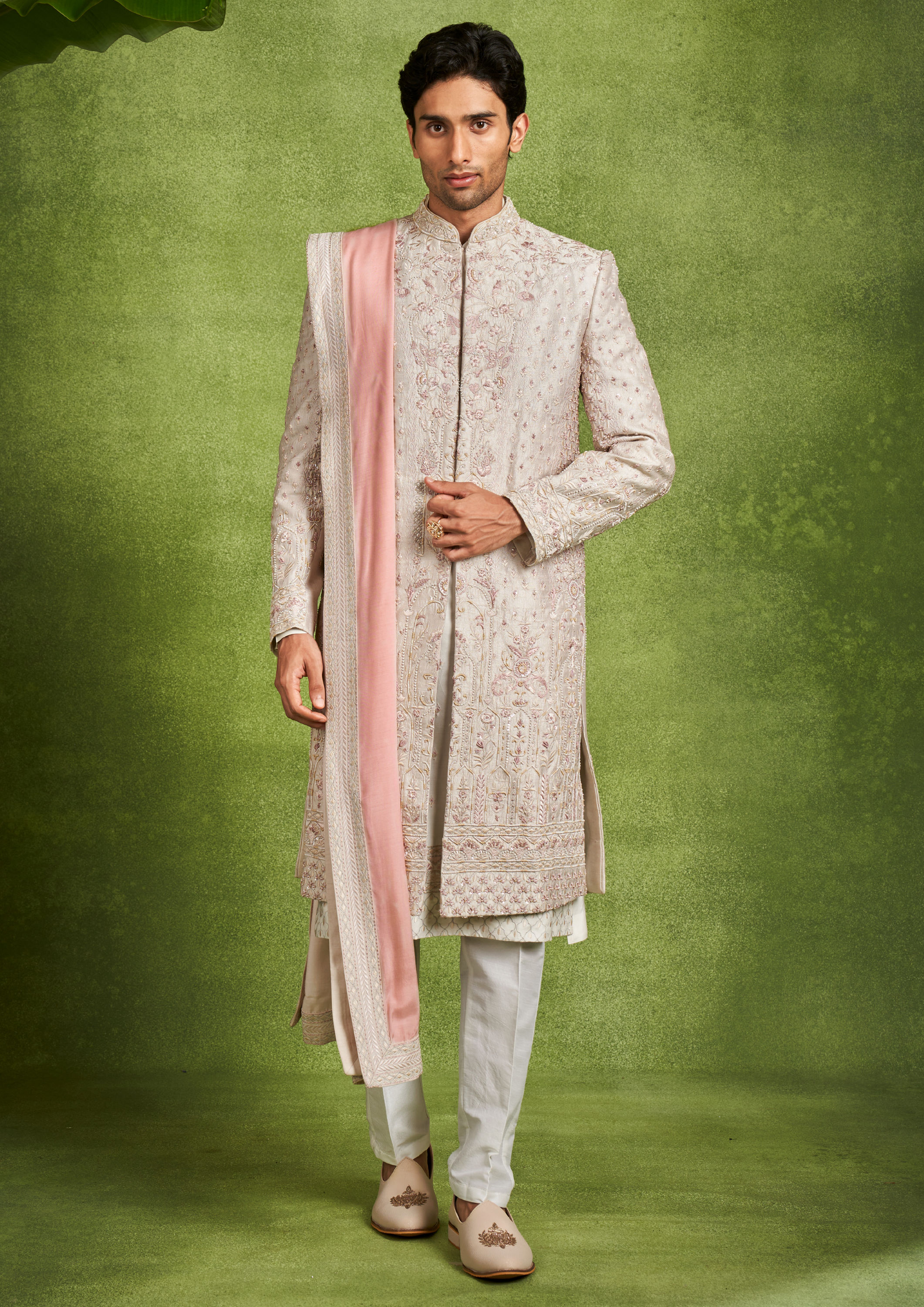 Twamev Men Beige Elegance Sherwani