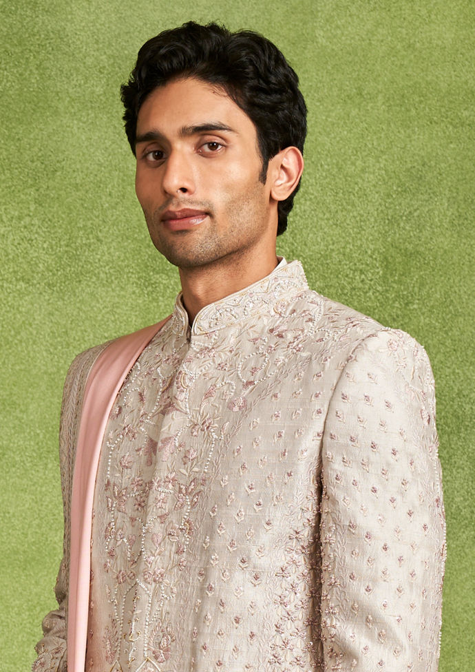 Twamev Men Beige Elegance Sherwani