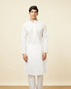 Manyavar Men White Solid Kurta Set