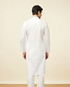 alt message - Manyavar Men White Solid Kurta Set image number 5