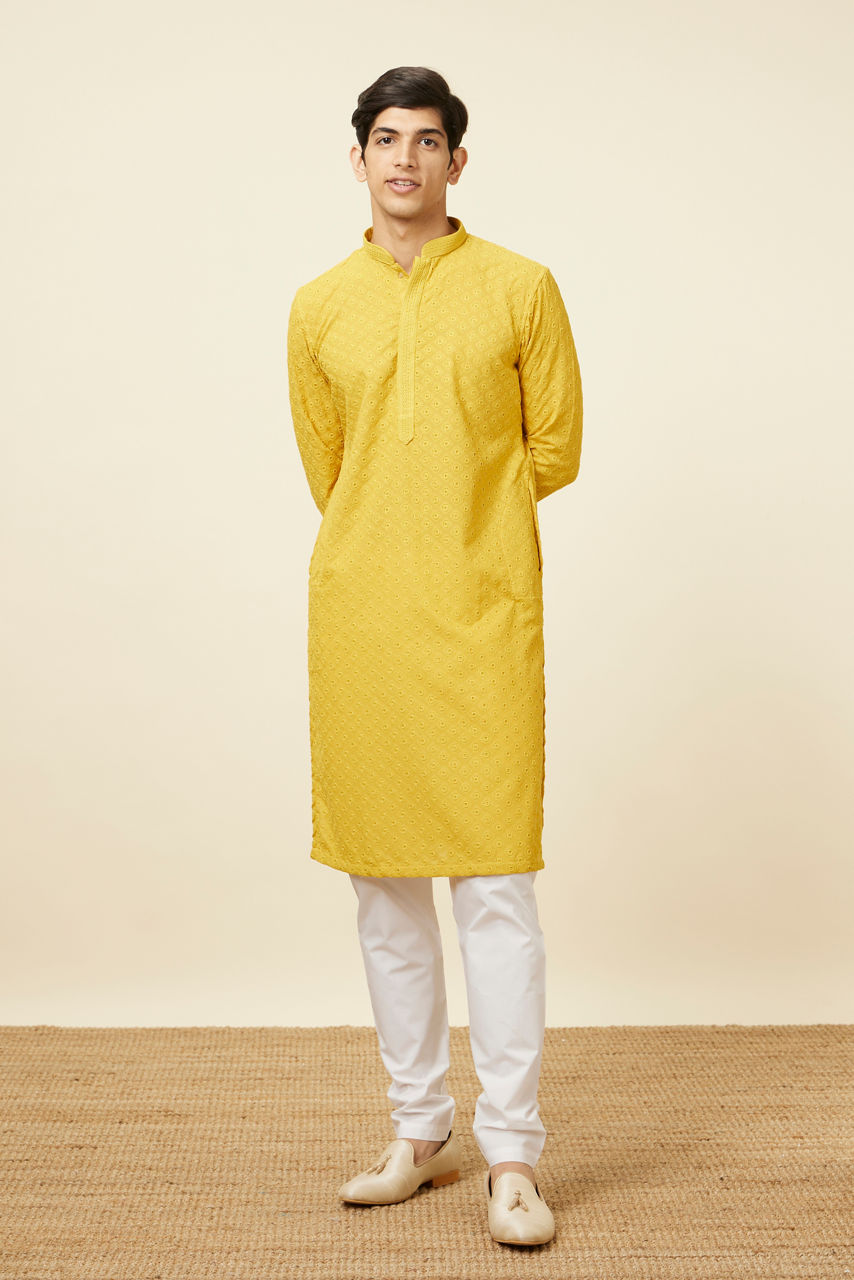 Manyavar Men Plain White Pencil Fit Pant