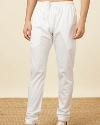 Manyavar Men Plain White Pencil Fit Pant