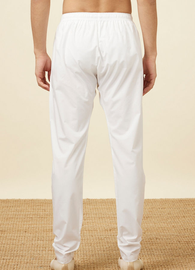 alt message - Manyavar Men Plain White Pencil Fit Pant image number 2