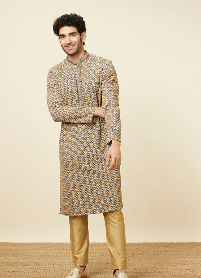 alt message - Manyavar Men Beige Colour Pant image number 3