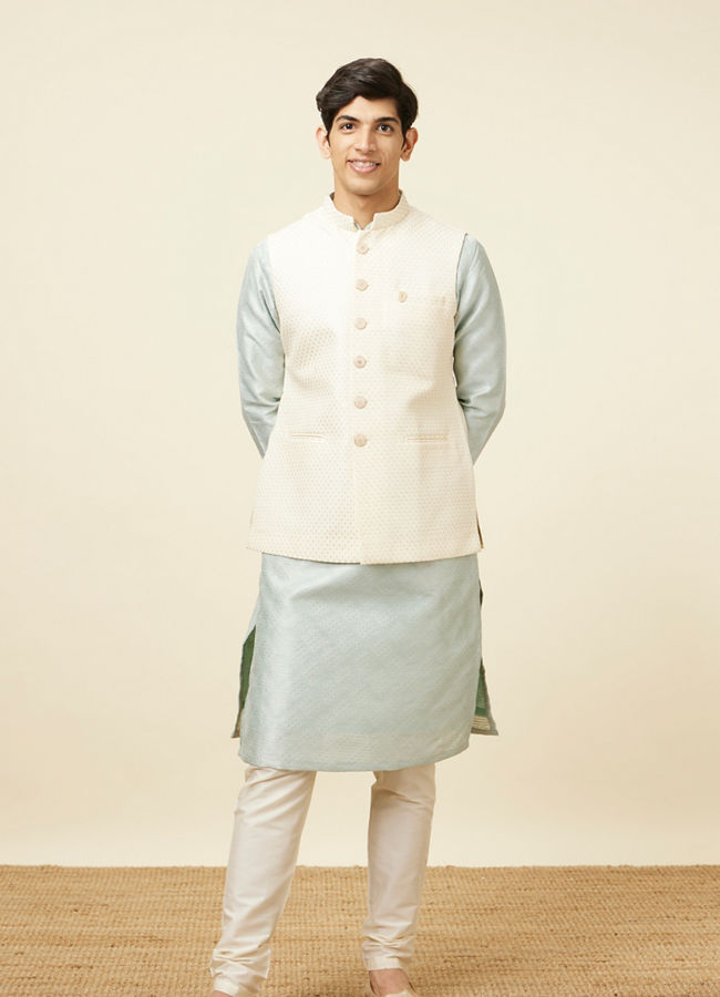 alt message - Manyavar Men Blissful Cream Shade Jacket image number 2