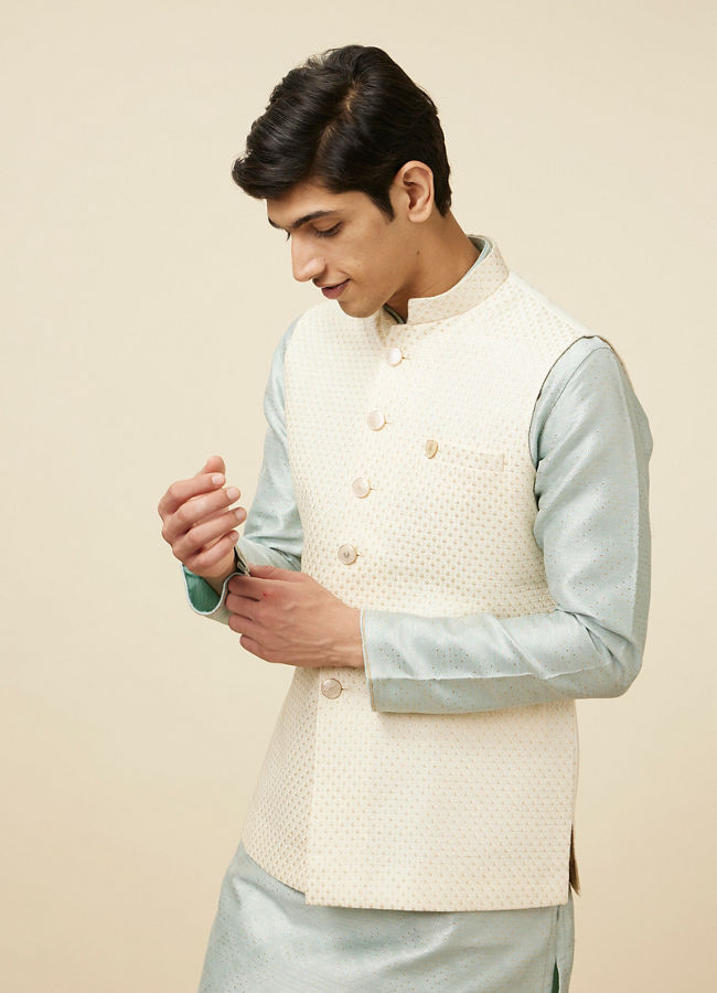 Manyavar Men Blissful Cream Shade Jacket