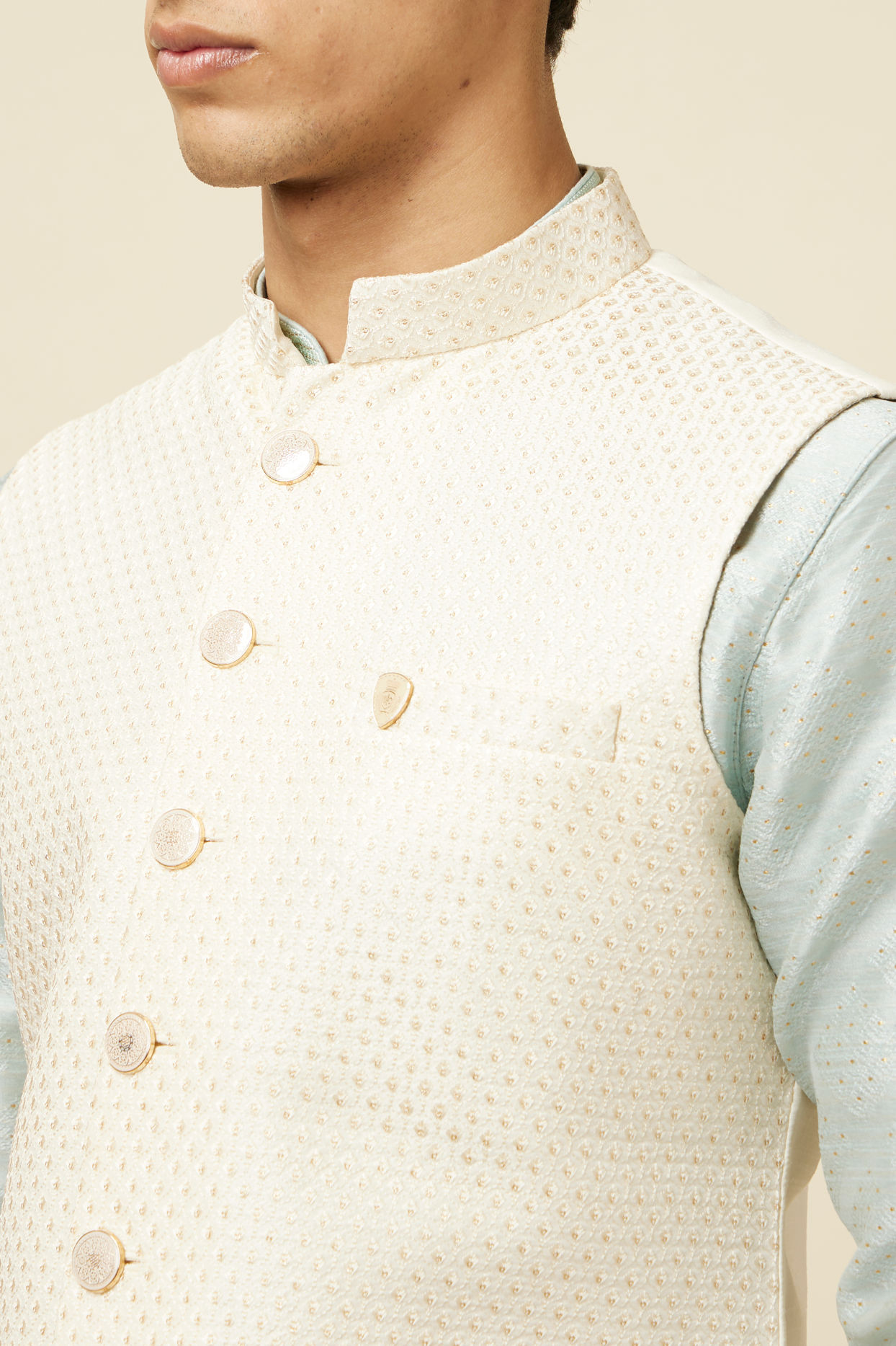 Manyavar Men Blissful Cream Shade Jacket