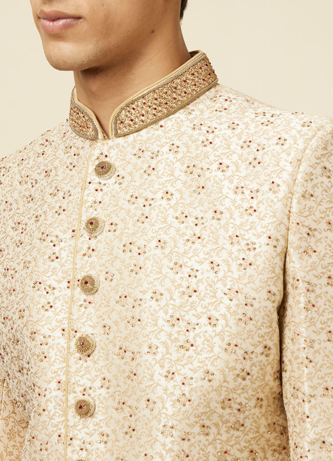 Buy Off White Jacquard Sherwani Suit Online Manyavar Sherwani