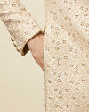 Cream Bel Buti Patterned Sherwani set image number 2