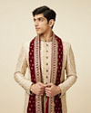 Off-White Jacquard Sherwani Suit image number 0