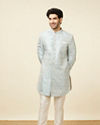 alt message - Manyavar Men Dreamy Blue Indo Western Set image number 2