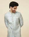 alt message - Manyavar Men Dreamy Blue Indo Western Set image number 0