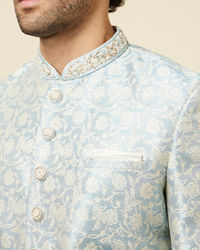 Manyavar Men Dreamy Blue Indo Western Set