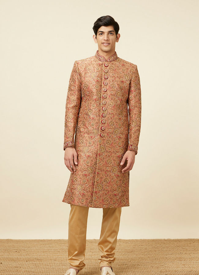 alt message - Manyavar Men Playful Pink Sherwani Set image number 3