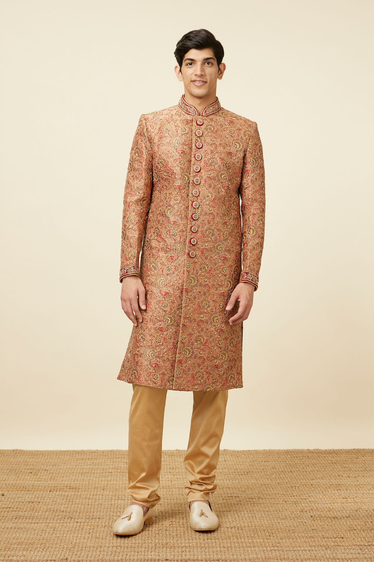 alt message - Manyavar Men Playful Pink Sherwani Set image number 3