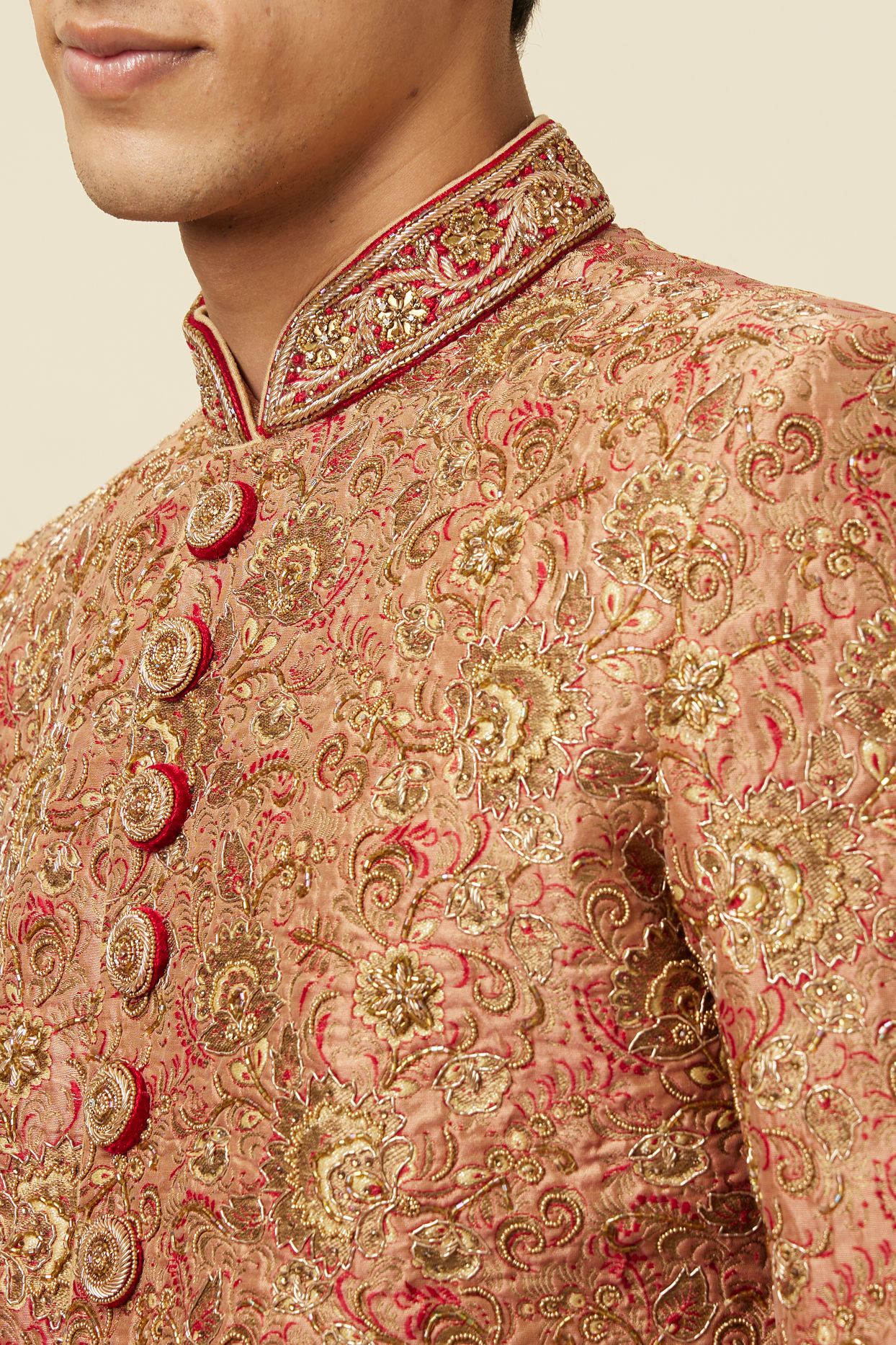 Manyavar Men Playful Pink Sherwani Set