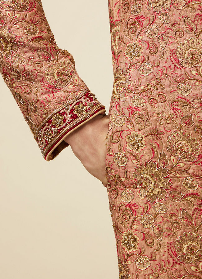 Manyavar Men Playful Pink Sherwani Set