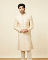 Manyavar Men Contemporary Cream Color Designer Sherwani
