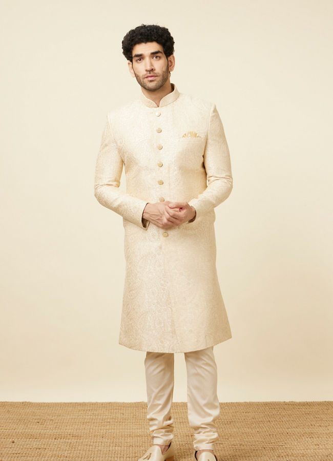 Contemporary Cream Color Designer Sherwani image number 3