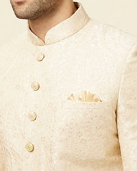 Manyavar Men Contemporary Cream Color Designer Sherwani