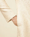 Manyavar Men Contemporary Cream Color Designer Sherwani