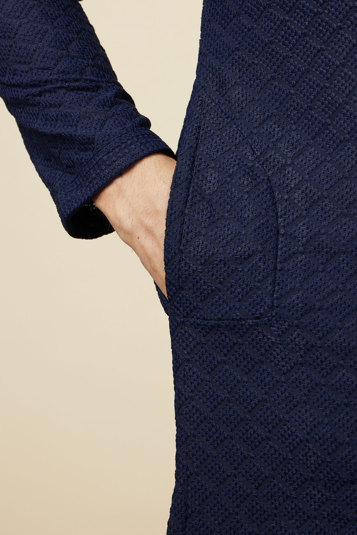 Manyavar Men Traditional Chikankari Blue Kurta Set