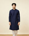 alt message - Manyavar Men Traditional Chikankari Blue Kurta Set image number 2