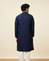 alt message - Manyavar Men Traditional Chikankari Blue Kurta Set image number 5