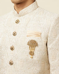 Manyavar Men Sober Biscuit Color Sherwani Suit