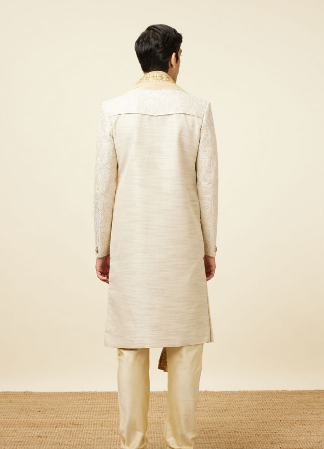 Manyavar Men Sober Biscuit Color Sherwani Suit