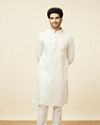 Manyavar Men Salt White Solid Kurta Set