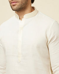 Manyavar Men Salt White Solid Kurta Set