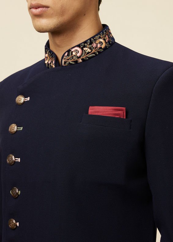 Manyavar Men Brilliant Blue Indo Western Suit