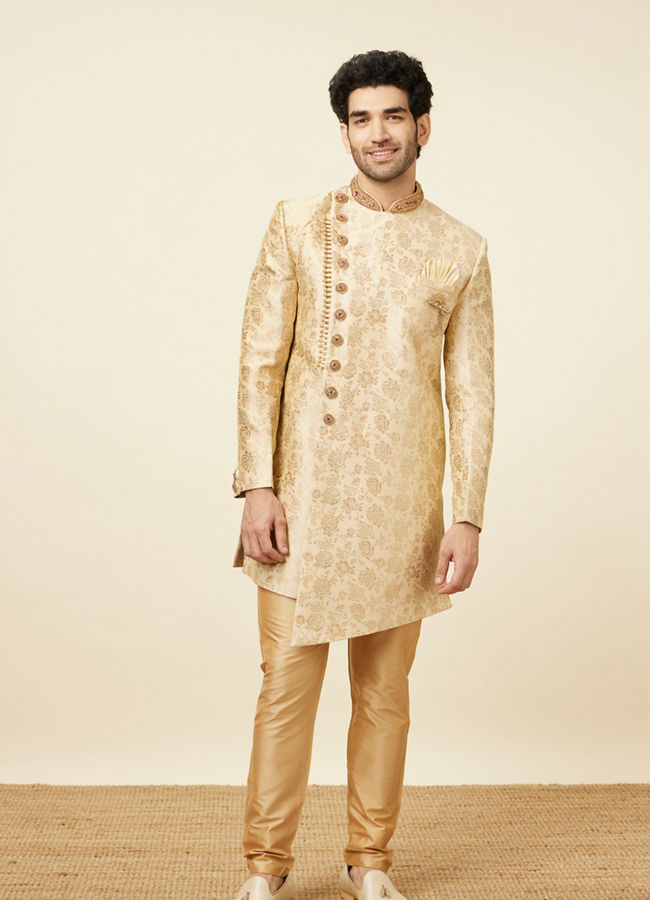 alt message - Manyavar Men Bold Biscuit Indo Western Set image number 2