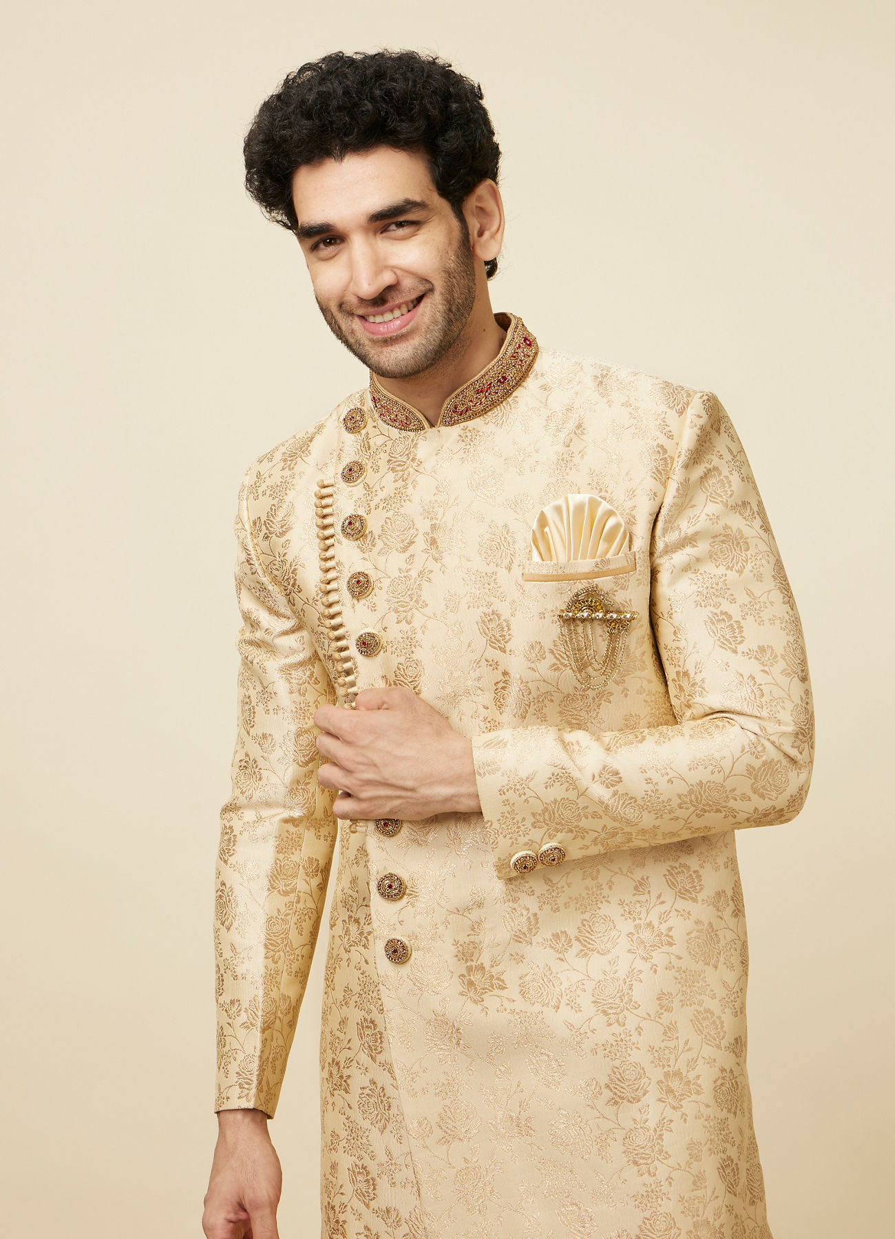 Manyavar Men Bold Biscuit Indo Western Set