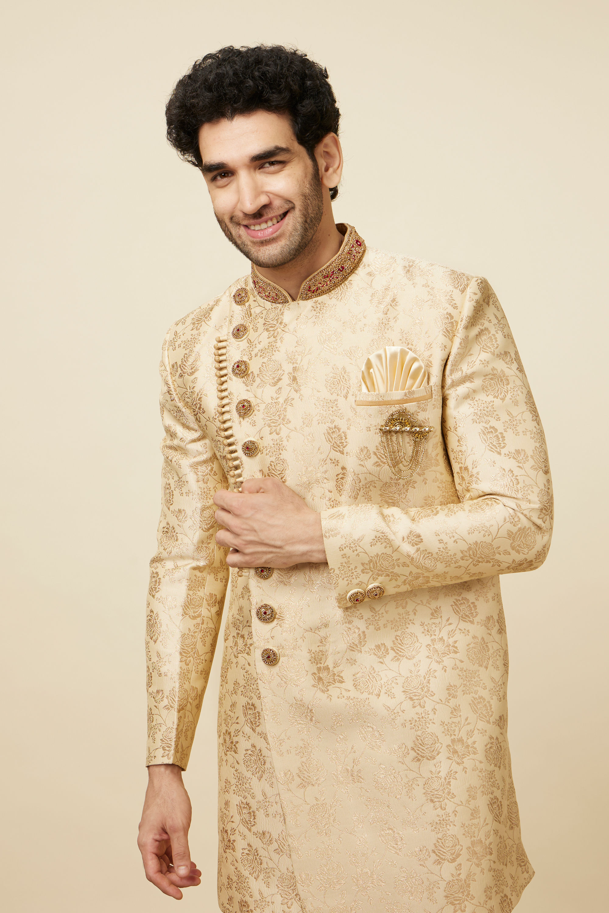 Manyavar Men Bold Biscuit Indo Western Set