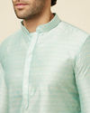 Manyavar Men Aqua Green Self Design Kurta Set