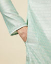 Manyavar Men Aqua Green Self Design Kurta Set