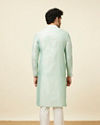 alt message - Manyavar Men Ice Blue Self Design Kurta Set image number 5