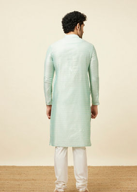 alt message - Manyavar Men Ice Blue Self Design Kurta Set image number 5