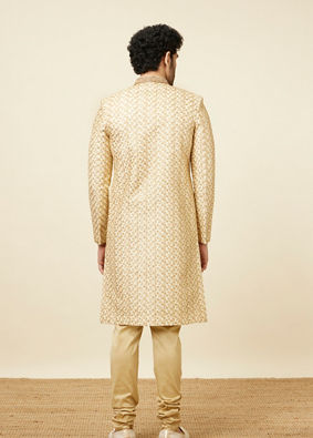 alt message - Manyavar Men Classy Cream Color Sangeet Sherwani image number 5