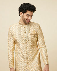 Manyavar Men Classy Cream Color Sangeet Sherwani