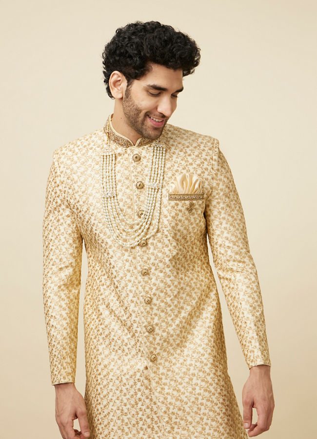 Classy Cream Color Sangeet Sherwani image number 0