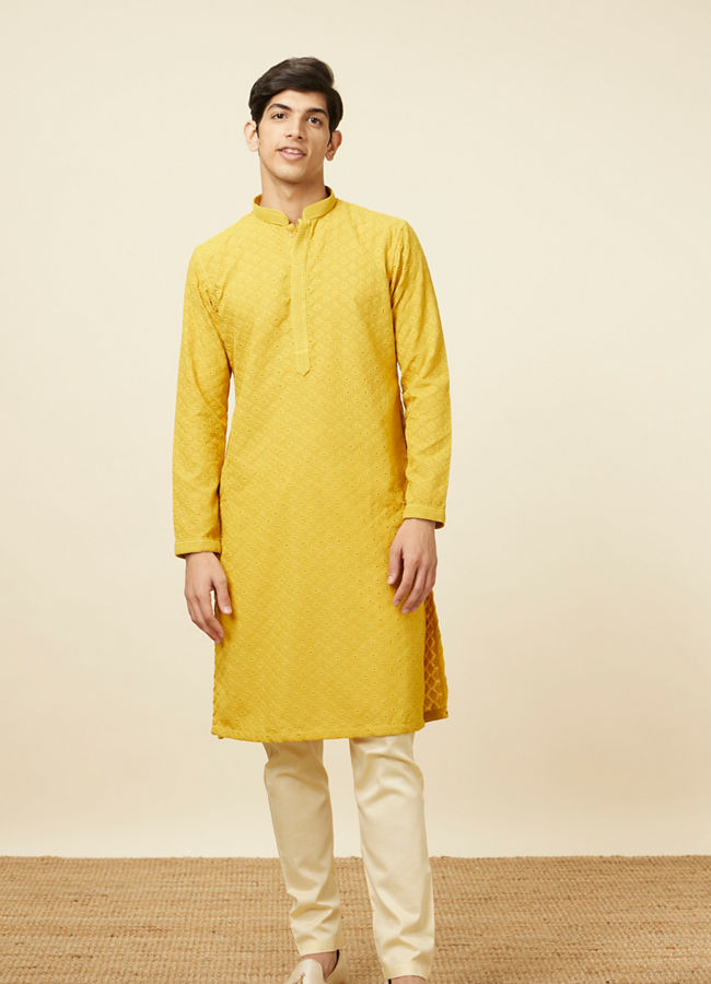 alt message - Manyavar Men Sober Biscuit Shade Patiala image number 3