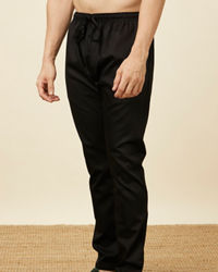 Manyavar Men Black Cotton Pencil Fit Pant