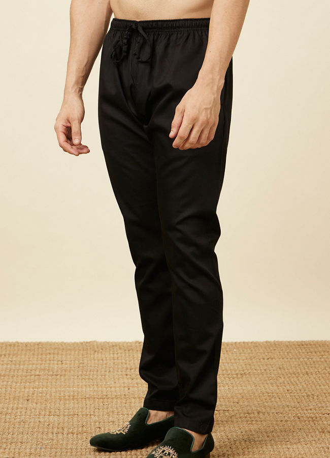 Buy Black Cotton Pencil Fit Pant Online in the USA Manyavar