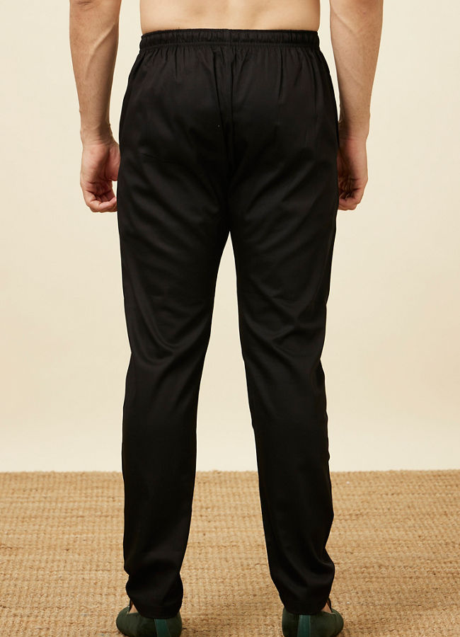 Manyavar Men Black Cotton Pencil Fit Pant